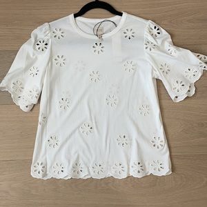 Rebecca Taylor White eyelet Top+100%Cotton+XS